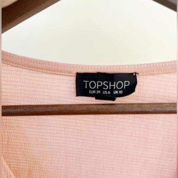 Topshop Tie-Front Peplum Top, Blush - Picture 4 of 4